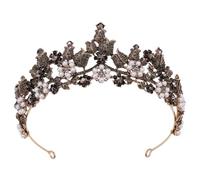 Crystal Flowers Bridal Tiaras Royal Queen Crown Rhinestone Pageant Diadem Wedding Costume Hair Accessories Antique Gold Black