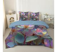 Crystal flowers Single Duvet 10.5 Tog, Light luxury style Microfiber Bedding Set, 1 Quilt 135x200cm and 2 Pillowcases 50x75cm, All Year Round Comforter for Cozy Nights Y356