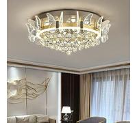Crystal Flush Mount Ceiling Light LED Dimmable Lighting Decoration Home Mid Century Black Gold Ceiling Light for Dining Room Butterfly Lamp for Living Room Kitchen Island Girl Bedroom