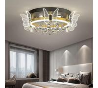 Crystal Flush Mount Ceiling Light LED Dimmable Lighting Decoration Home Mid Century Black Gold Ceiling Light For Dining Room Butterfly Lamp For Living Room Kitchen Island Girl Bedroom