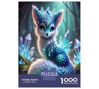 Crystal Fox Jigsaw Puzzle for Adults 1000 Piece Paper Fantasy Forest Puzzle Game for Family Relaxation Decor 52x38cm/1000pcs