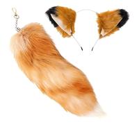 Crystal Fox Set, Realistic Wolf Headpiece with Tail, Headband Fox Ears, Gradient Fur Tail for Halloween, Cosplay, Parties, Role-Playing