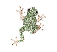 Crystal Frog Brooch Green Rhinestone Animal Statement Badge Brooch Lapel Pin Halloween Christmas Funny Decor for Bag Coat Collar Hat Party Jewelry Gifts