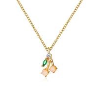 Crystal Fruit Pendant Necklace for Women 14K Gold Plated Sweet Grape Cherry Apple Strawberry Peach Fresh Fruits Chic Colorful Rhinestone CZ Choker Necklace for Summer Beach Fashion Jewelry Gifts