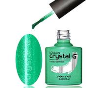 Crystal-G London - E18 Green Pendant - Shimmery Vibrant Green Shade - UV LED Soak Off Gel Nail Polish Varnish - Shimmer Glitter Range - 8ml - ***REQUIRE UV/LED LAMP TO CURE DRY GEL POLISH***