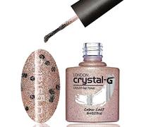 Crystal-G London E44 Dragonfruit Clear Base Gel Nail Polish, 8ml, Shimmery Red, Silver, Black Glitter, Quick Dry, UV/LED Cured, Unisex