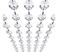 Crystal Garland Strands - Hanging Chandelier Gem Bead Chain - 14mm Clear Octagon Prism Diamond String Decorations for Wedding Party Manzanita Centerpiece Christmas Tree (Glass, 16 Feet)