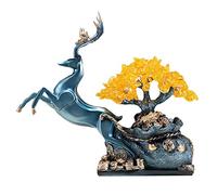 Crystal gem tree Crystal Tree Blue Lucky Deer Money Tree Healthy Prosperity Spirit Gift Energy Feng Shui Home Dining Table Decoration 12.9 Inches Money Tree and Crystal Tree