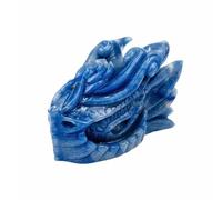 Crystal Gemstone Animal Dragon Skulls Head Carving Sculpture Blue Collect Home Decor Gifts