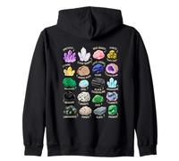 Crystal Gemstone Collector Amethyst Rose Quartz Illustration Zip Hoodie