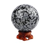 Crystal Gemstone Snowflake Obsidian Ball Stone Divination Sphere for Home Office Decor Gemstone Stone