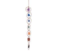 Crystal Gemstone Wall Decor, Crystal Window Car Wall Art Hanging Decorations, 7 Raw Crystal Chakra Gemstone Pendants, Good Luck Home Decor for Mother's Day