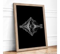 Crystal Geometry Minimalist Framed Wall Art Print A1 (84.1×59.4cm) Oak, Wall Decor for Living Room, Bedroom, Office & Home, Ready to Hang, Art Gift