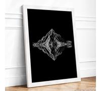 Crystal Geometry Minimalist Framed Wall Art Print A1 (84.1×59.4cm) White, Wall Decor for Living Room, Bedroom, Office & Home, Ready to Hang, Art Gift