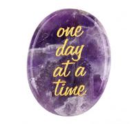 Crystal Gifts Amethyst Crystal One Day at a Time for Stress Relief | Amethyst Crystal Worry Stones,Healing Crystal Worry Thumb Stone,Stress Relief Gifts,Spiritual Gifts for Women Men
