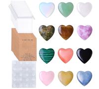 Crystal Gifts for Women 12 Pcs Set, Healing Crystals and Gemstones, Natural Heart Shaped Stones with Cards, Chakra Crystals for Meditation, Spiritual Gifts with Love