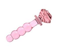 Crystal Glass Anal Butt Plug Crystal Flower Butt Plug Glass Dildo Glass Plug Penis Anal Dildo Vaginal G-Spot Stimulation Anal Plug Set Women Masturbation Sex Toy (C (15.5x4.7x3.5))