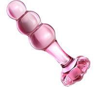Crystal Glass Anal Plug,Pink Beaded Glass Anal Plug, Anal Trainer, Crystal Butt Plug,Anal Expander Training Sex Toys Anal Masturbation Plug for Men Women Gay and Couples