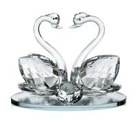 Crystal Glass Animal Double Twin Swan Model Crystallized Crushed Swans Silver Ornaments, Size: 5 Inches (12 cms)