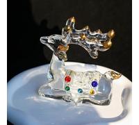 Crystal Glass Animal Figurine Gold Reindeer Decor for Christmas Handmade Animal Statue Ornament Sculpture for Home Decor