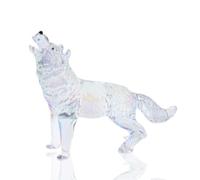 Crystal Glass Animal Figurine Howling Wolf Statue Hand Blown Glass Animal Sculpture Collectible Paperweight (Dazzle Clear)