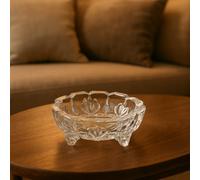 Crystal Glass Ashtray 13cm - Vintage Style Decorative Ash Tray for Home, Bar, Tabletop - Classic Heavy Cut Glass Design - Elegant Round Shape with Raised Feet (JR5133)
