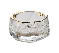 Crystal Glass Ashtray, Cigar Cigarettes Ashtray Holder Home Office Desktop Tabletop Decoration, Crystal Gold
