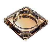 Crystal Glass Ashtray for Cigarettes and Cigars, Square Holder for Home Office Desktop Decoration