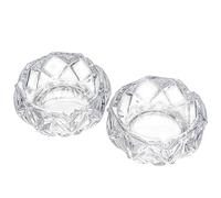 Crystal Glass Ashtray Set of 2, 10cm/4in Small Round for Bedside & Outside