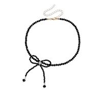 Crystal Glass Bead Necklace Bowknot Pendant Clavicle Chain French Collarbone Chain For Women Girls Daily Wear Necklace