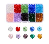 Crystal Glass Beads,500 Pieces 6mm x 5mm Multi-Faceted Glass Beads,Accessories for Jewelry Bracelets Necklaces Making and DIY Craft,10 Colors