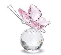 Crystal Glass Butterfly with Ball Base, Crystal Flying Butterfly with Ball Base Figurine Art Glass Collection Ornament Statue Animal Paperweight, Home Decorative Ornament Birthday Collectibles (pink)