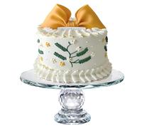 Uten Crystal Glass Cake Stand, 10.6 inch Clear K5 Luxurious Crystal Cake Stand, Crystal Clear appearance, High Refractive Index, Colored Refracted Light, Display Desserts Holder for Wedding Party