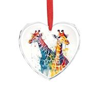 Crystal Glass Christmas Ornaments 2025 Personalized Heart Shape Xmas Tree Ornaments Beautiful Giraffe Hanging Pendant for Christmas Tree Winter New Year Party Supplies