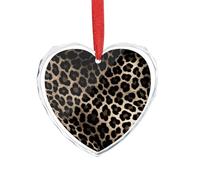 Crystal Glass Christmas Ornaments 2025 Personalized Heart Shape Xmas Tree Ornaments Black Leopard Print Hanging Pendant for Christmas Tree Winter New Year Party Supplies