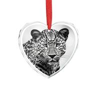 Crystal Glass Christmas Ornaments 2025 Personalized Heart Shape Xmas Tree Ornaments Black White Leopard Animal Hanging Pendant for Christmas Tree Winter New Year Party Supplies