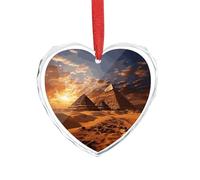 Crystal Glass Christmas Ornaments 2025 Personalized Heart Shape Xmas Tree Ornaments Egyptian Pyramids Hanging Pendant for Christmas Tree Winter New Year Party Supplies