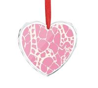 Crystal Glass Christmas Ornaments 2025 Personalized Heart Shape Xmas Tree Ornaments Giraffe Texture Hanging Pendant for Christmas Tree Winter New Year Party Supplies