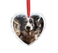 Crystal Glass Christmas Ornaments 2025 Personalized Heart Shape Xmas Tree Ornaments Pastor Border Collie Hanging Pendant for Christmas Tree Winter New Year Party Supplies