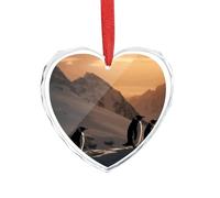 Crystal Glass Christmas Ornaments 2025 Personalized Heart Shape Xmas Tree Ornaments Penguins at Dusk Hanging Pendant for Christmas Tree Winter New Year Party Supplies