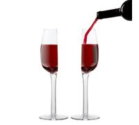 Crystal Glass Cups - 2X Half Transparent Long Stem Wine Glass Cup for Serving Cocktails | Half White Wine Cup | Clear Drink Glasses for Hotel, Restaurant, Kitchen