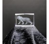 Crystal Glass Figure - Tiger - 3D Laser Glass Sculpture | 30 x 45 x 30 mm | Decoration & Gift Idea