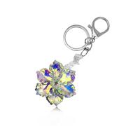 Crystal Glass Flower Bling Keyring, Multi-Color Art Snowflake Crystals Gemstone Aesthetic, Car Keychains for Men and Women, Auto Accessories, Family Gifts