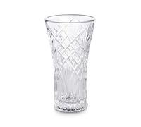 Crystal Glass Flower Vase - Short Decorative Mantelpiece or Table Centrepiece | Thick Cut Glass Design for Fresh or Artificial Flowers | M&W