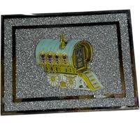 Crystal Glass Gypsy Caravan Chopping Board 30 x 40 cm - Silver Glitter Mirror Frame Kitchen Worktop Protector | Decorative Cutting Surface | Heat Resistant Hot Dish Stand | Countertop Saver