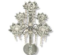 Crystal Glass Lotus Tealight Holders, Set of 5, Hanging Petals, Vintage Candlestick, 35cm, Table Centrepiece, Home Decor, Living Room, Bedroom, Wedding, Birthday, Christmas, Party Ornaments