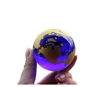 qianyue Crystal Glass Marbles earth globe world map Feng shui Quartz Crystals Sphere terrarium Desk Ornaments nautical home decor (Gold)