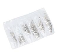 Crystal Glass Nail Art Rhinestones | 6 Sizes 1200 Pcs DIY Decoration Kit | Multi - Use Gems for Nails/Costumes/Phone Cases | SS4 to SS16 Assortment in 9 Colors (Snow Opal)
