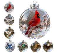 Crystal Glass Ornament Gift Set, Nature's Birds Crystal Glass Ornament Gift Set, 2026 Cute Birds Christmas Glass Bauble Collection, Christmas Tree Ornaments with 3D Bird Nature Crystals Design