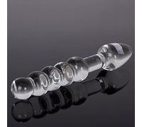 Crystal Glass Pleasure Wand Dildo Double Dong Glass Dildo for Couples & Solo Play, Smooth Handcrafted Borosilicate Glass Toy for Intimate Sensual Massage & Stimulation (A)